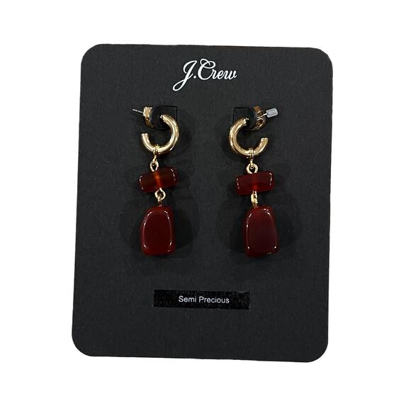 NWT J. Crew Vibrant Red Semiprecious Stone Drop Earrings - Sold Separately - Picture 2 of 10